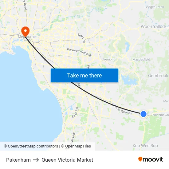 Pakenham to Queen Victoria Market map