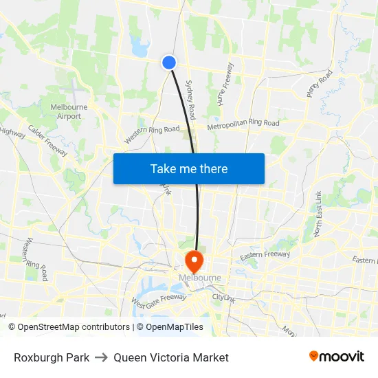 Roxburgh Park to Queen Victoria Market map