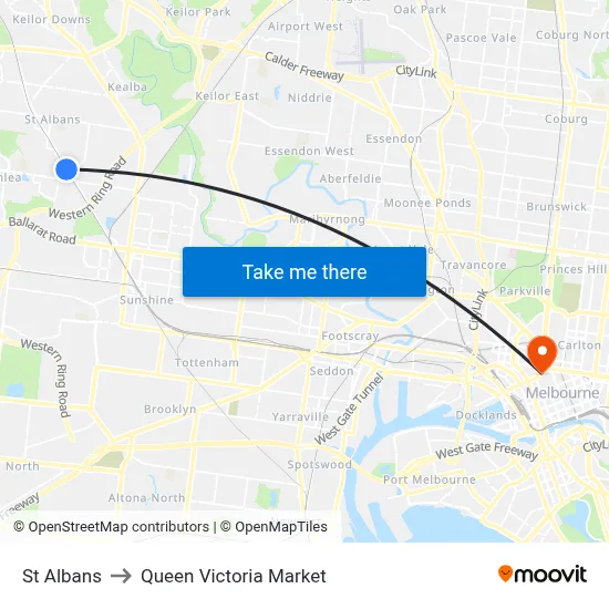 St Albans to Queen Victoria Market map