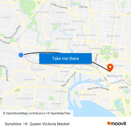 Sunshine to Queen Victoria Market map