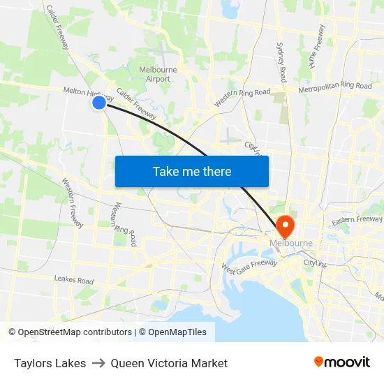 Taylors Lakes to Queen Victoria Market map