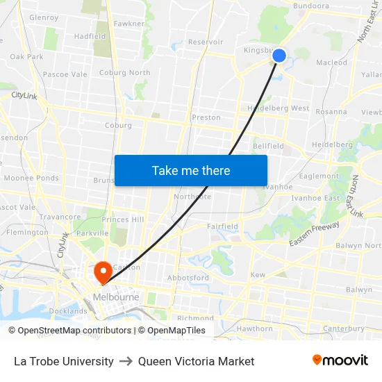 La Trobe University to Queen Victoria Market map