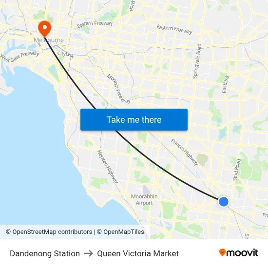 Dandenong Station to Queen Victoria Market map