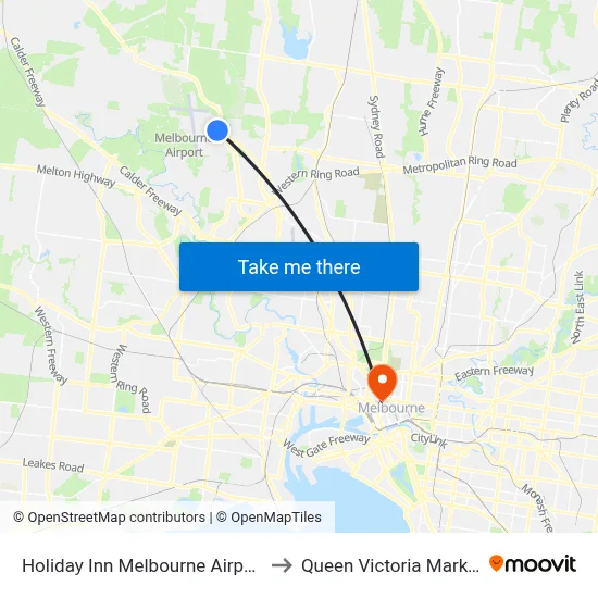 Holiday Inn Melbourne Airport to Queen Victoria Market map
