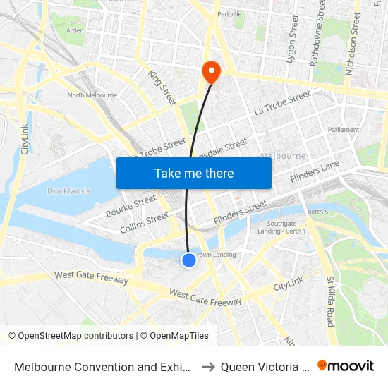 Melbourne Convention and Exhibition Centre to Queen Victoria Market map