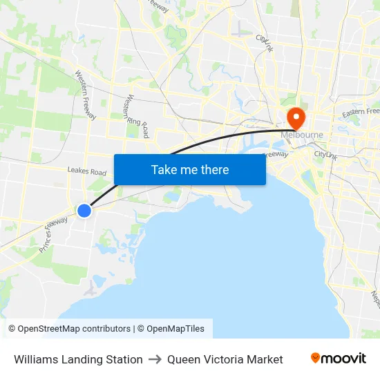 Williams Landing Station to Queen Victoria Market map