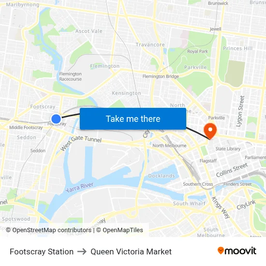 Footscray Station to Queen Victoria Market map