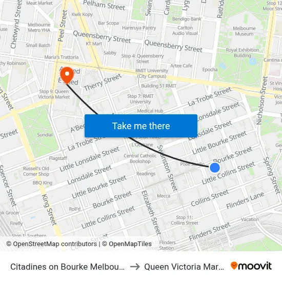 Citadines on Bourke Melbourne to Queen Victoria Market map