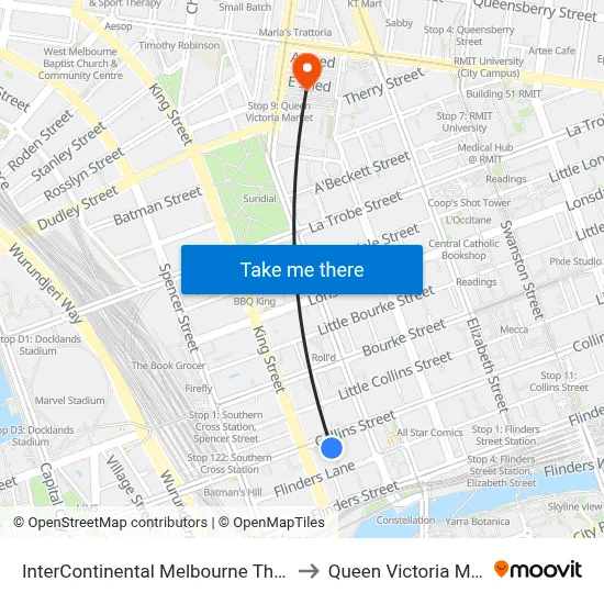 InterContinental Melbourne The Rialto to Queen Victoria Market map