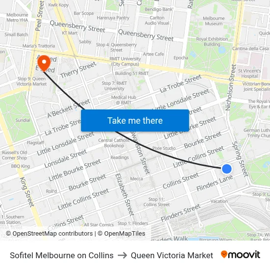 Sofitel Melbourne on Collins to Queen Victoria Market map