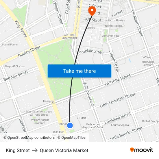King Street to Queen Victoria Market map
