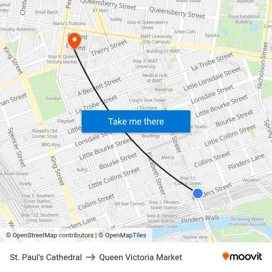 St. Paul's Cathedral to Queen Victoria Market map