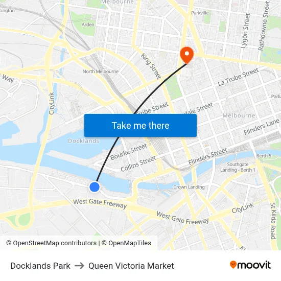 Docklands Park to Queen Victoria Market map