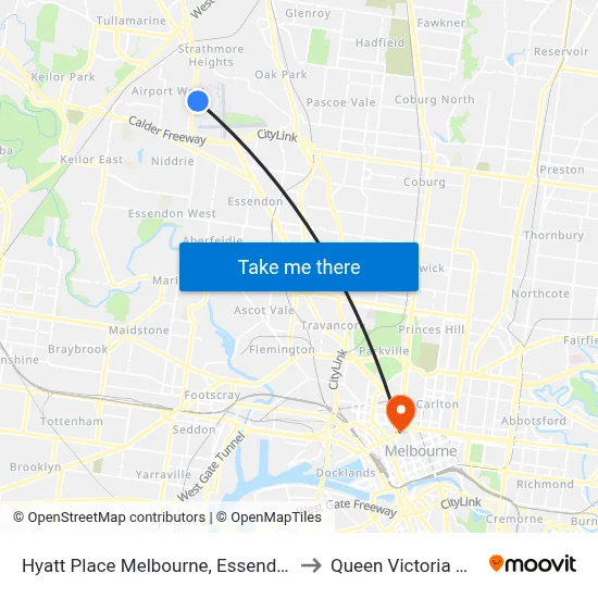 Hyatt Place Melbourne, Essendon Fields to Queen Victoria Market map