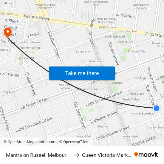 Mantra on Russell Melbourne to Queen Victoria Market map
