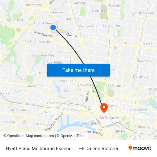 Hyatt Place Melbourne Essendon Fields to Queen Victoria Market map