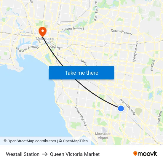 Westall Station to Queen Victoria Market map