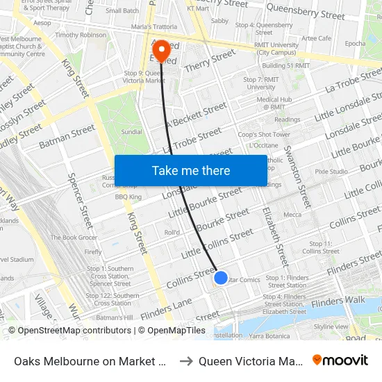 Oaks Melbourne on Market Hotel to Queen Victoria Market map