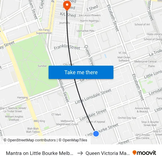 Mantra on Little Bourke Melbourne to Queen Victoria Market map