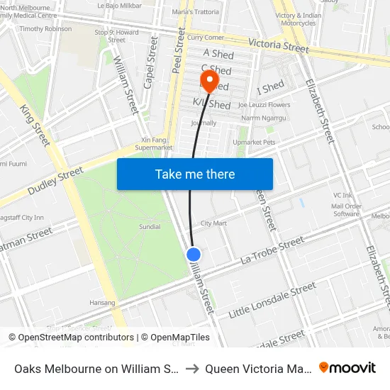 Oaks Melbourne on William Suites to Queen Victoria Market map