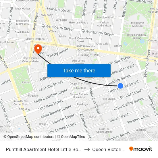 Punthill Apartment Hotel Little Bourke Melbourne to Queen Victoria Market map