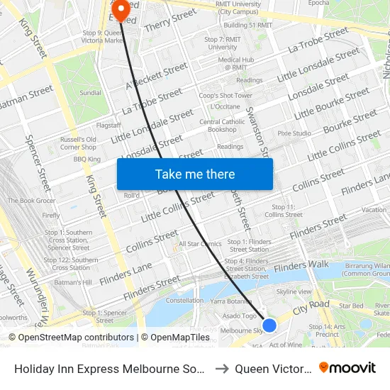 Holiday Inn Express Melbourne Southbank an IHG Hotel to Queen Victoria Market map