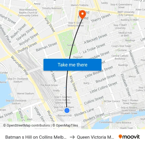 Batman s Hill on Collins Melbourne to Queen Victoria Market map