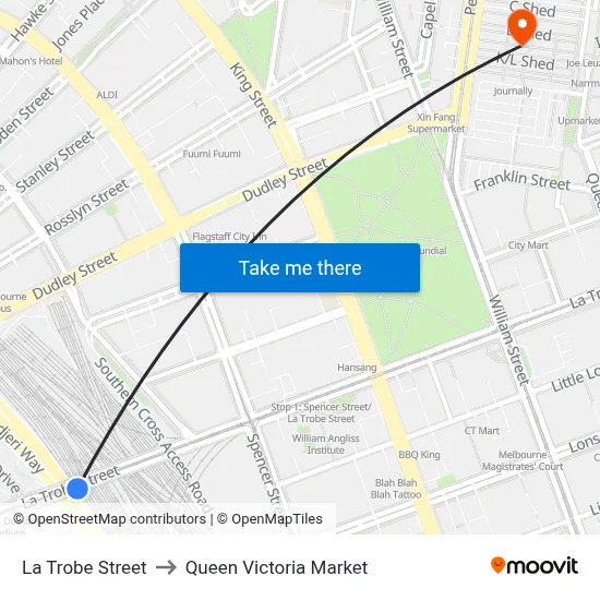 La Trobe Street to Queen Victoria Market map