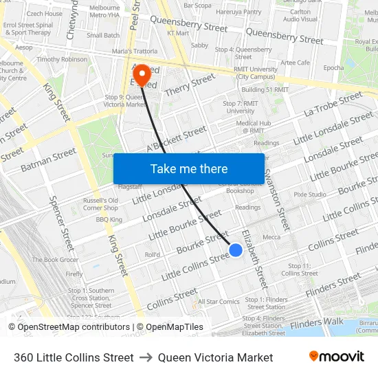 360 Little Collins Street to Queen Victoria Market map