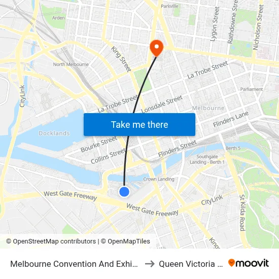 Melbourne Convention And Exhibition Centre to Queen Victoria Market map