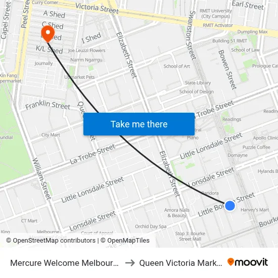 Mercure Welcome Melbourne to Queen Victoria Market map