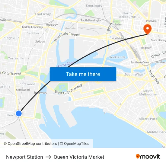 Newport Station to Queen Victoria Market map