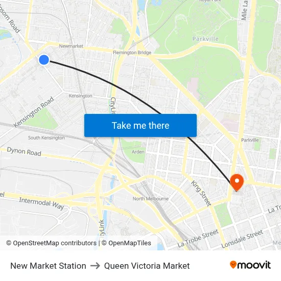 New Market Station to Queen Victoria Market map