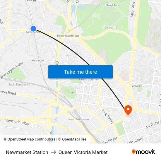 Newmarket Station to Queen Victoria Market map