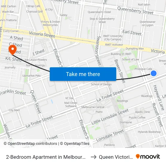 2-Bedroom Apartment in Melbourne City with carpark to Queen Victoria Market map