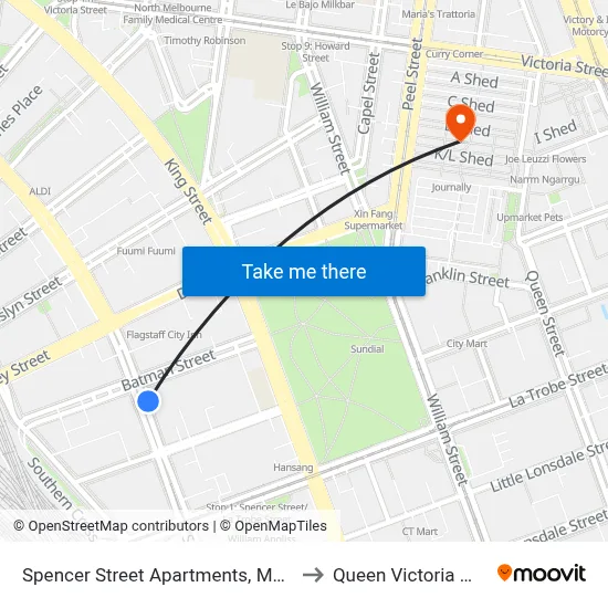 Spencer Street Apartments, Melbourne to Queen Victoria Market map