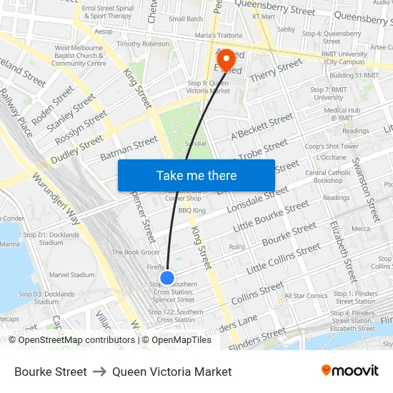 Bourke Street to Queen Victoria Market map