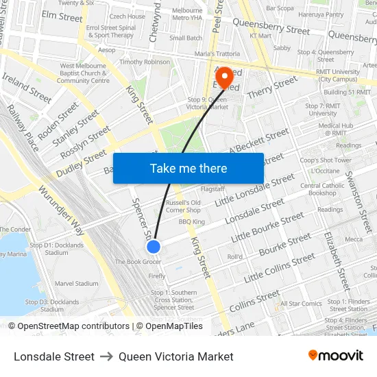 Lonsdale Street to Queen Victoria Market map