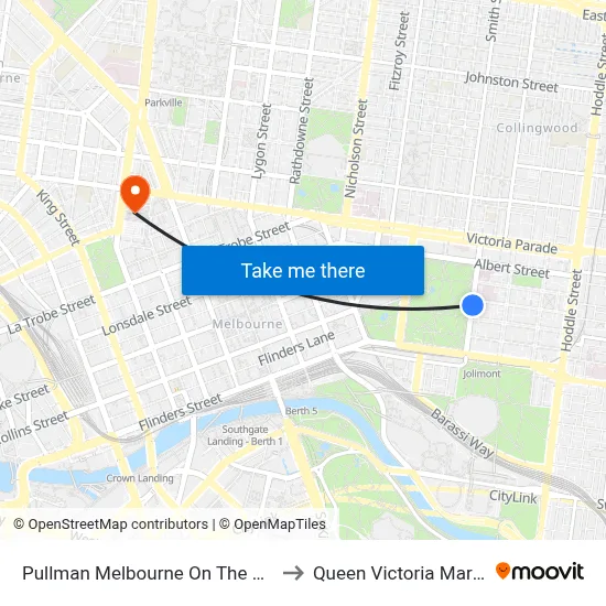 Pullman Melbourne On The Park to Queen Victoria Market map