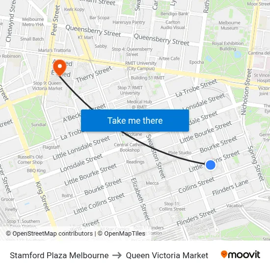 Stamford Plaza Melbourne to Queen Victoria Market map