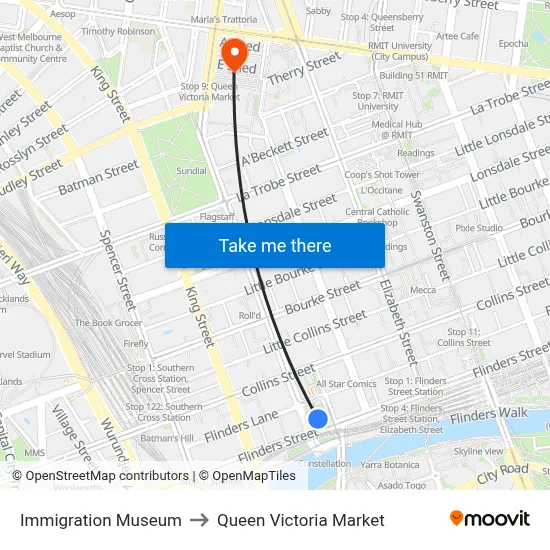 Immigration Museum to Queen Victoria Market map