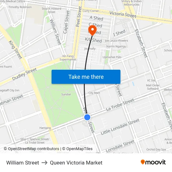 William Street to Queen Victoria Market map