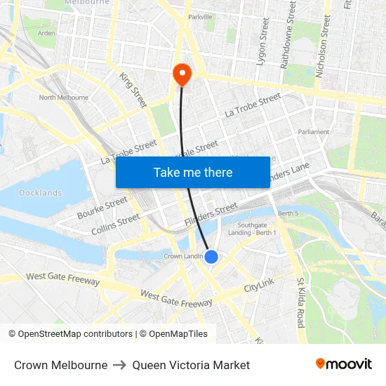 Crown Melbourne to Queen Victoria Market map