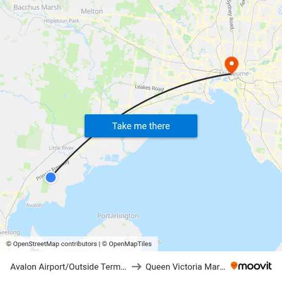 Avalon Airport/Outside Terminal to Queen Victoria Market map