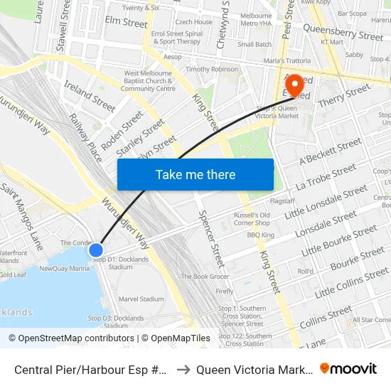 Central Pier/Harbour Esp #D2 to Queen Victoria Market map