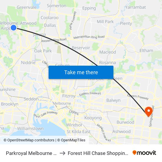 Parkroyal Melbourne Airport to Forest Hill Chase Shopping Centre map