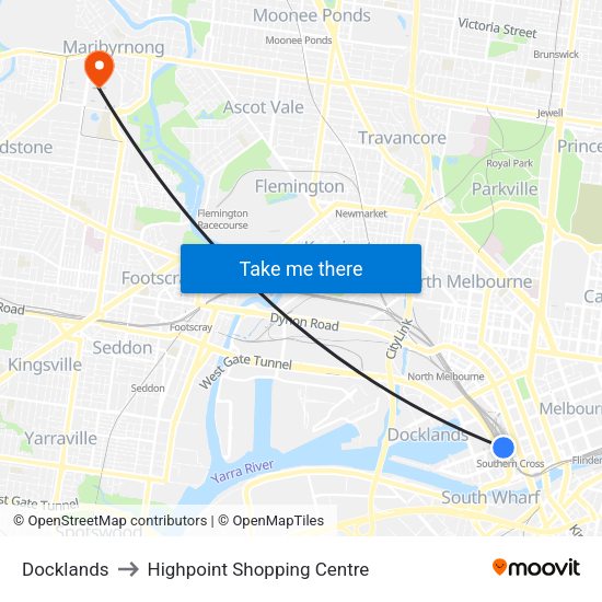 Docklands Shopping Centre Map Docklands, Melbourne To Highpoint Shopping Centre, Maribyrnong With Public  Transportation