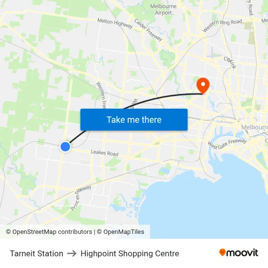 Tarneit Station to Highpoint Shopping Centre map