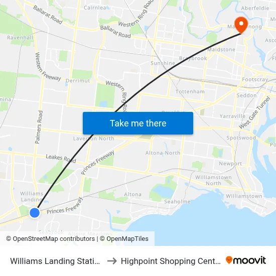 Williams Landing Station to Highpoint Shopping Centre map