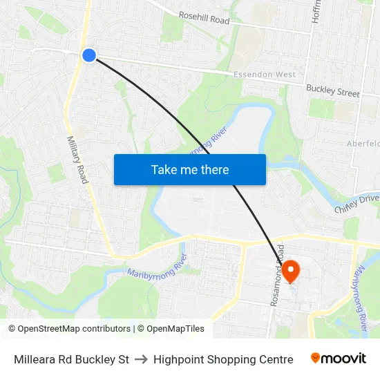 Milleara Rd Buckley St to Highpoint Shopping Centre map